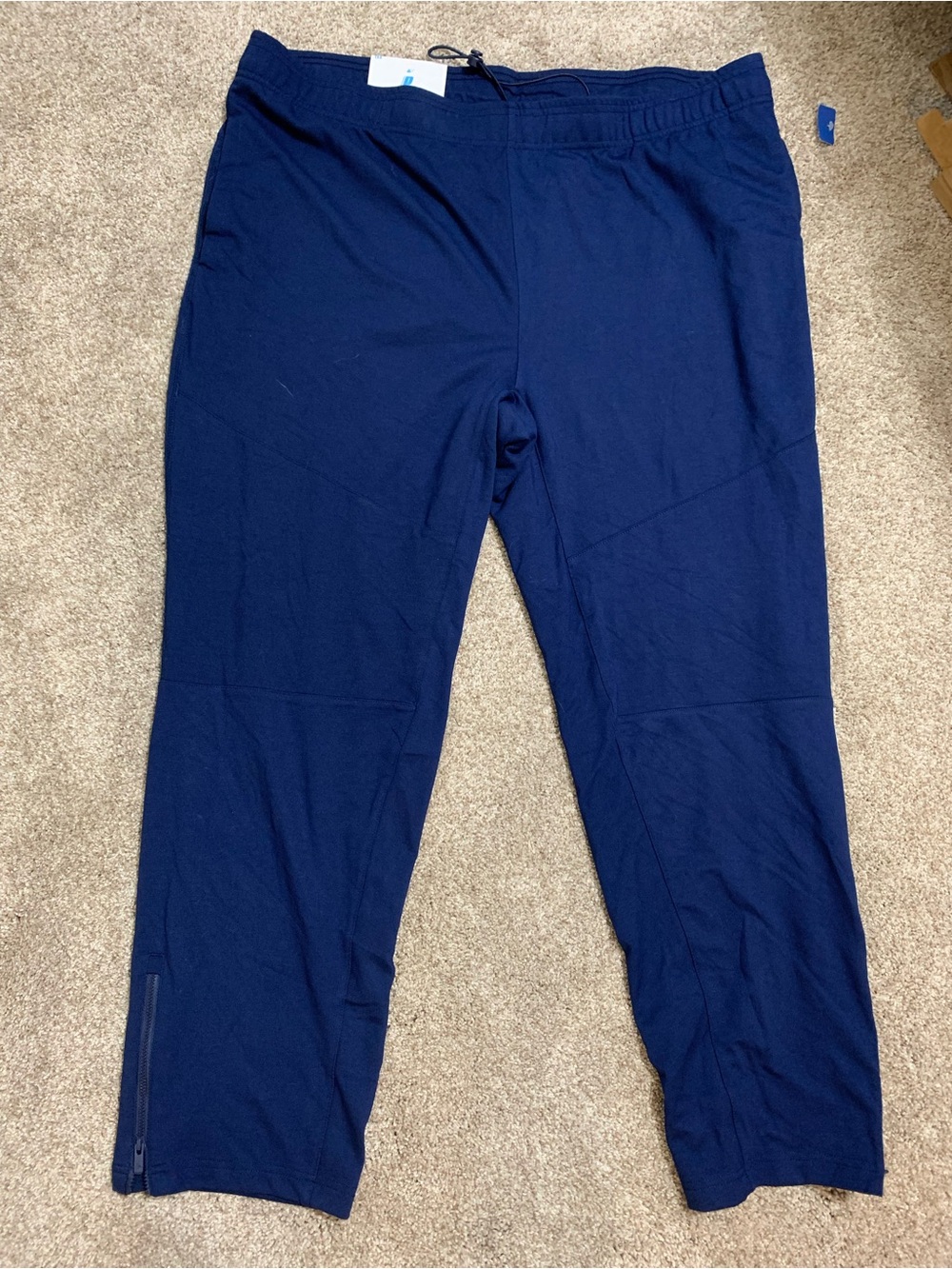 NWT Prince Pickleball Athletic Pants Men's XXL Rayon Spandex Blue Ankle Zip